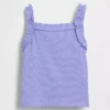 Camiseta sin mangas con delantal y volantes de punto elástico para bebés y niños pequeños