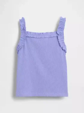 Camiseta sin mangas con delantal y volantes de punto elástico para bebés y niños pequeños