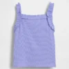 Camiseta sin mangas con delantal y volantes de punto elástico para bebés y niños pequeños