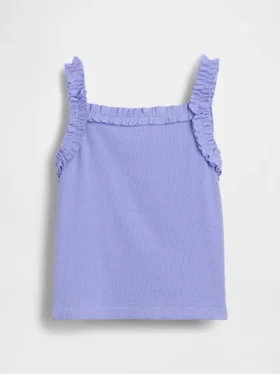 Camiseta sin mangas con delantal y volantes de punto elástico para bebés y niños pequeños