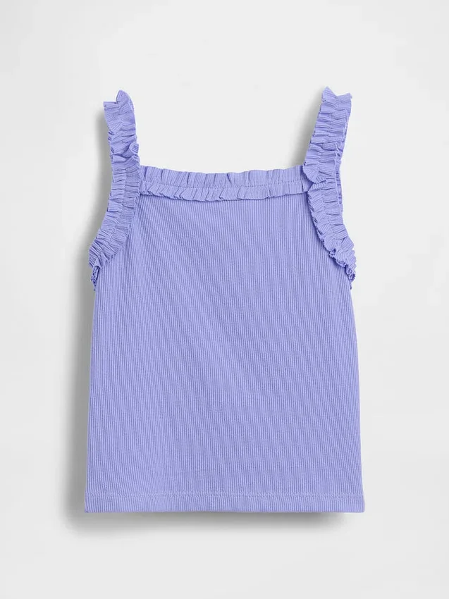 Camiseta sin mangas con delantal y volantes de punto elástico para bebés y niños pequeños