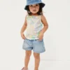Camiseta sin mangas con delantal y volantes de punto elástico para bebés y niños pequeños