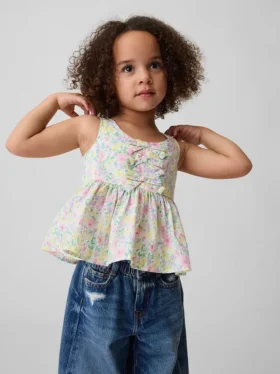 Camiseta sin mangas con peplum y lazo para bebés y niños