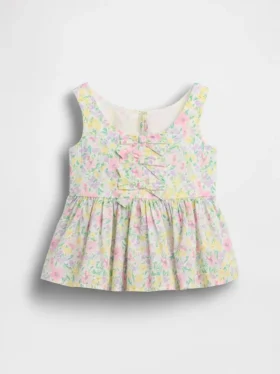 Camiseta sin mangas con peplum y lazo para bebés y niños
