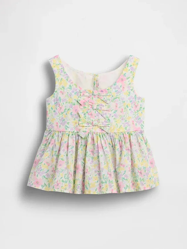 Camiseta sin mangas con peplum y lazo para bebés y niños