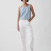Camiseta sin mangas corta a rayas de denim ultrasuave