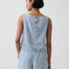 Camiseta sin mangas corta a rayas de denim ultrasuave
