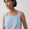 Camiseta sin mangas corta a rayas de denim ultrasuave