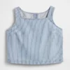 Camiseta sin mangas corta a rayas de denim ultrasuave