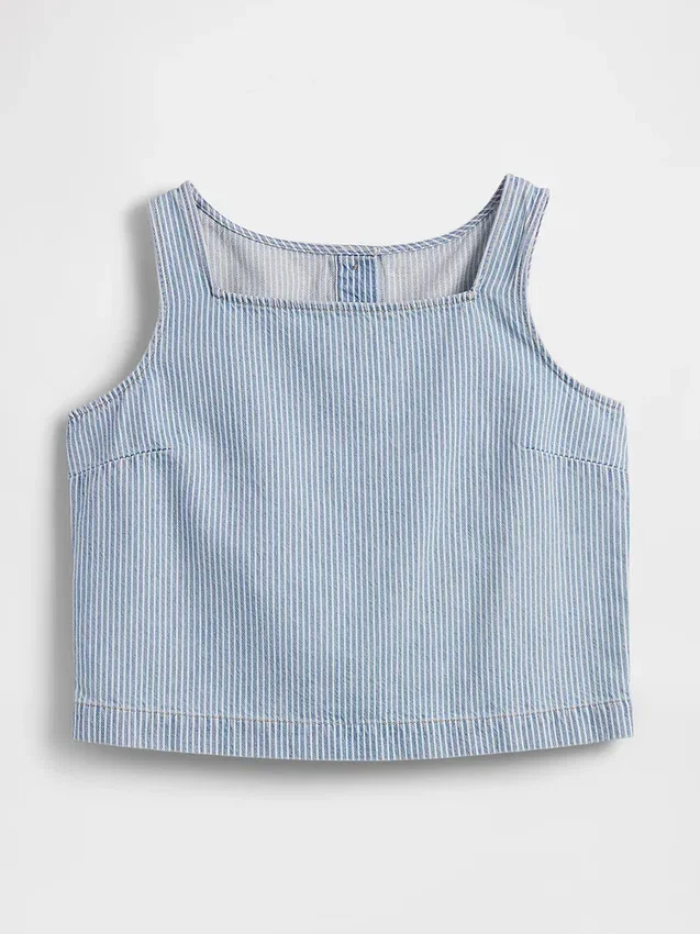 Camiseta sin mangas corta a rayas de denim ultrasuave