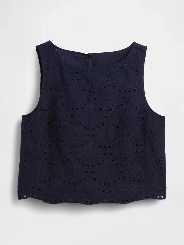 Camiseta sin mangas corta con ojales
