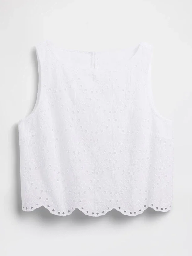 Camiseta sin mangas corta con ojales