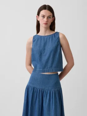 Camiseta sin mangas corta de denim