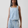 Camiseta sin mangas corta de denim