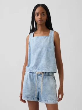 Camiseta sin mangas corta de denim