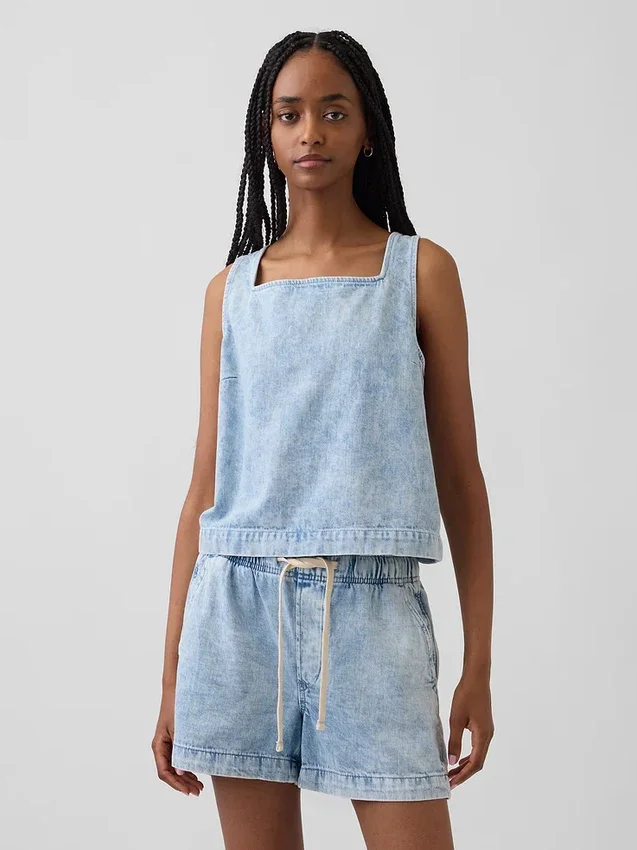 Camiseta sin mangas corta de denim