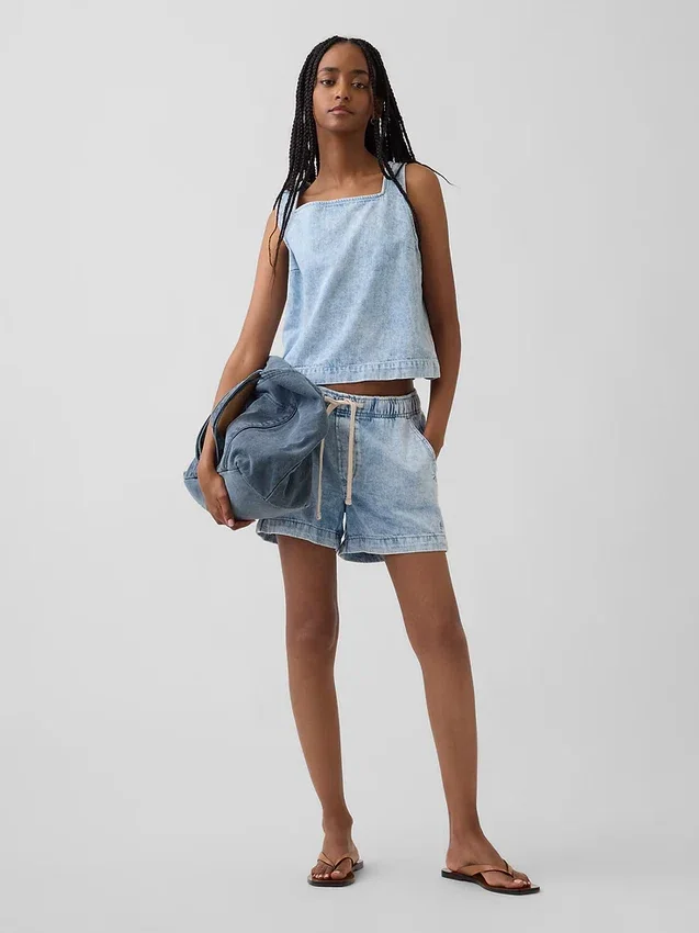 Camiseta sin mangas corta de denim