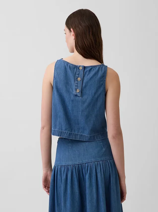 Camiseta sin mangas corta de denim