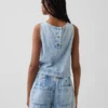 Camiseta sin mangas corta de denim
