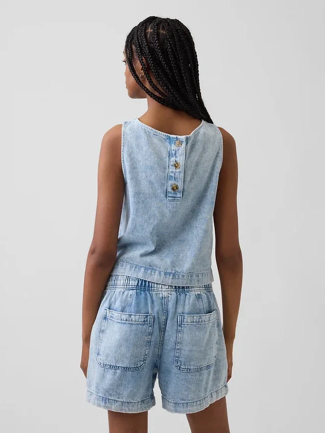 Camiseta sin mangas corta de denim