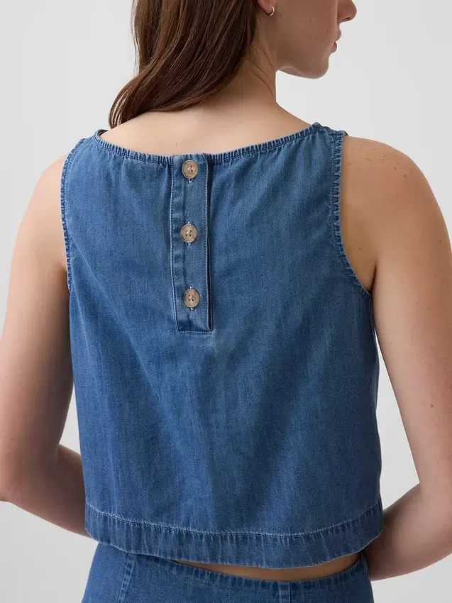 Camiseta sin mangas corta de denim