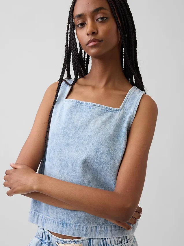 Camiseta sin mangas corta de denim