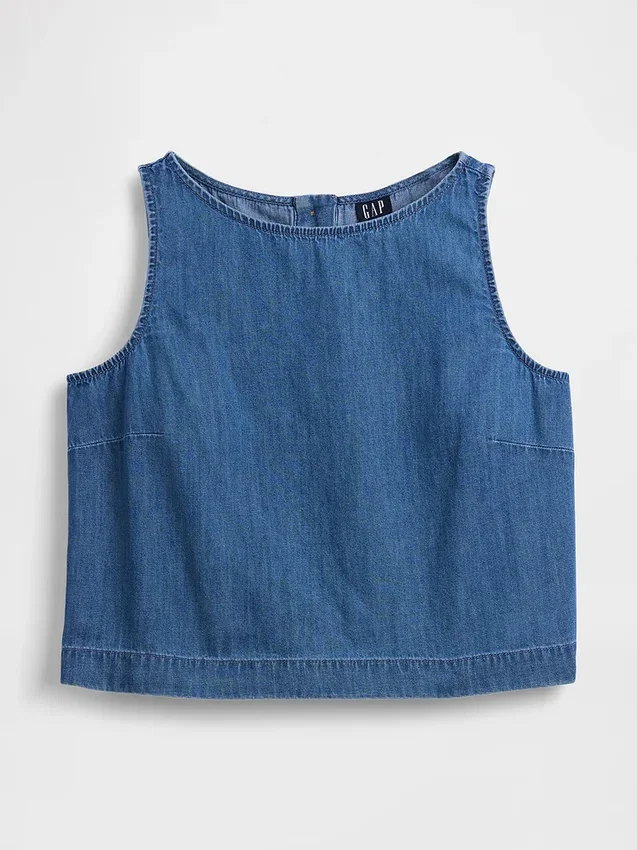 Camiseta sin mangas corta de denim