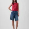 Camiseta sin mangas corta de mezcla de lino