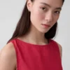 Camiseta sin mangas corta de mezcla de lino
