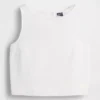 Camiseta sin mangas corta de mezcla de lino
