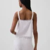 Camiseta sin mangas corta de pijama con pliegues, mezcla de lino