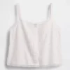 Camiseta sin mangas corta de pijama con pliegues, mezcla de lino