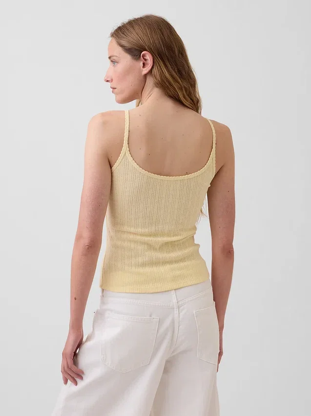 Camiseta sin mangas corta de punto pointelle