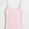 Camiseta sin mangas corta de punto pointelle