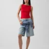 Camiseta sin mangas corta de punto tupido con cuello barco