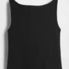Camiseta sin mangas corta de punto tupido con cuello barco
