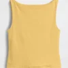 Camiseta sin mangas corta de punto tupido con cuello barco