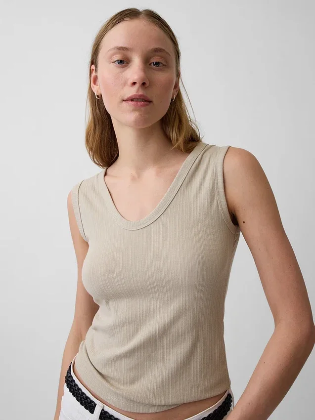 Camiseta sin mangas de canalé multicolor
