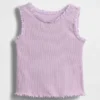 Camiseta sin mangas de canalé para bebés y niños pequeños, combinable