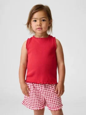 Camiseta sin mangas de canalé para bebés y niños pequeños, combinable