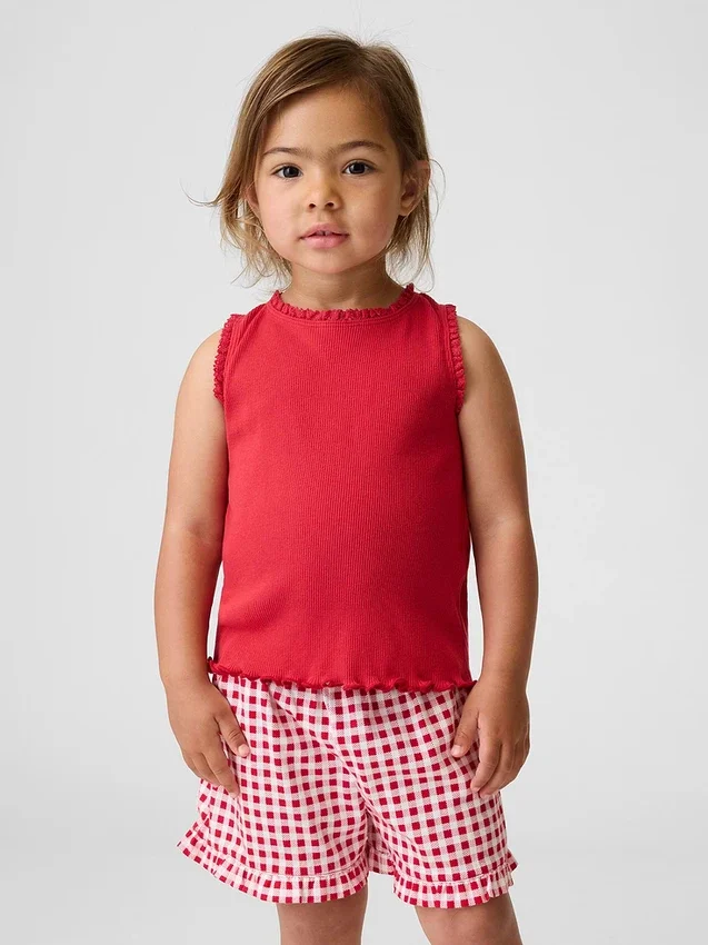 Camiseta sin mangas de canalé para bebés y niños pequeños, combinable