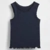 Camiseta sin mangas de canalé para bebés y niños pequeños, combinable