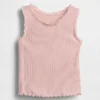 Camiseta sin mangas de canalé para bebés y niños pequeños, combinable