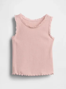 Camiseta sin mangas de canalé para bebés y niños pequeños, combinable