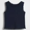 Camiseta sin mangas de canalé para bebés y niños pequeños, combinable