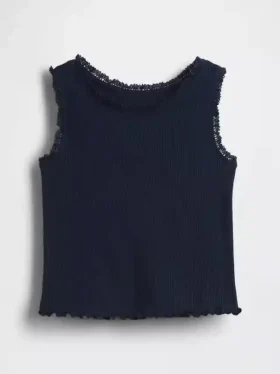 Camiseta sin mangas de canalé para bebés y niños pequeños, combinable