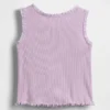 Camiseta sin mangas de canalé para bebés y niños pequeños, combinable