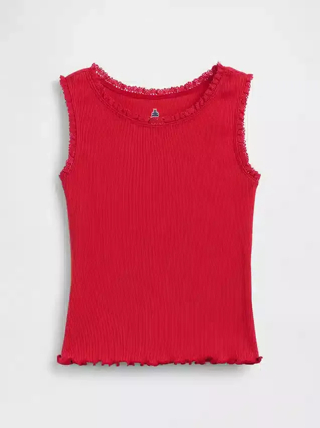 Camiseta sin mangas de canalé para bebés y niños pequeños, combinable