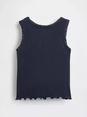 Camiseta sin mangas de canalé para bebés y niños pequeños, combinable