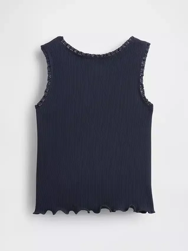 Camiseta sin mangas de canalé para bebés y niños pequeños, combinable